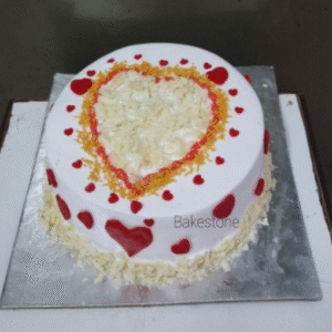 White Chocolate and Red Heart Cake